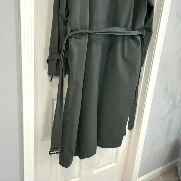 VTG 90 Stafford Trench Coat Removable Lining Men Size 44 Reg Button Up Belt Flaw - Picture 8 of 16